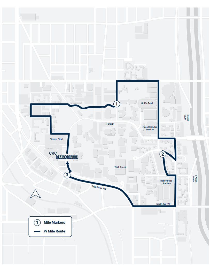 Pi Mile course map